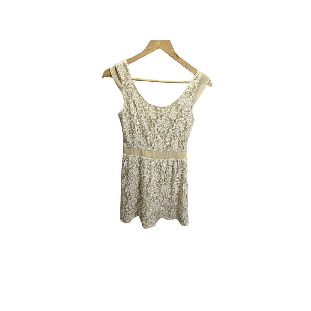 American Eagle Lace Mini Dress Womens 2 Cream Open Back Floral Cocktail Boho